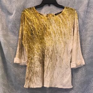 NIC+ZOE Yellow and Cream Print Blouse